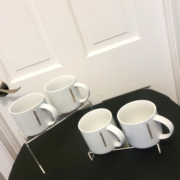 Starbucks Other - Starbucks Stackable White Mugs From 2012 With Red STRIPE